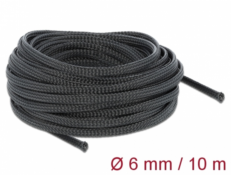 Plasa pentru organizarea cablurilor 10m x 6mm negru, Delock 18848 conectica.ro imagine noua 2022